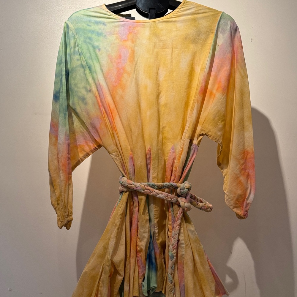 Tie-Dye Long Sleeve Dress with Belt